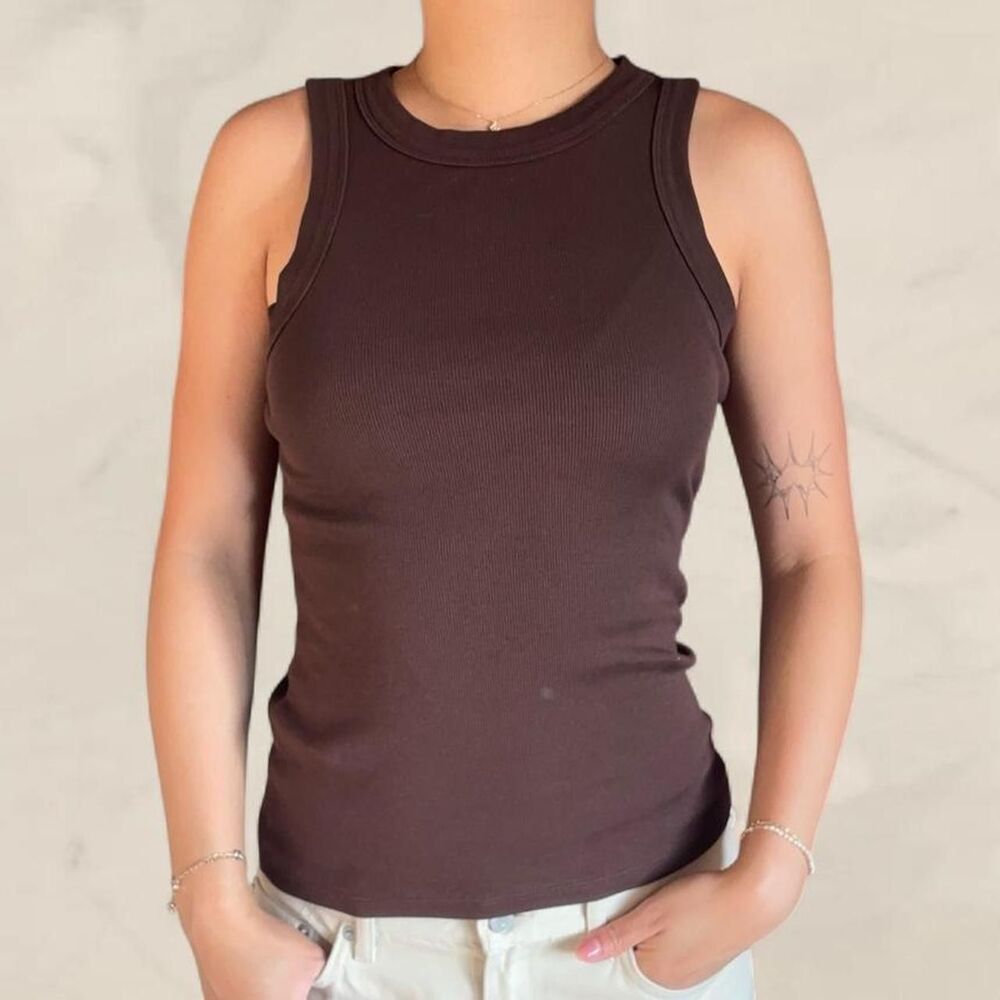 Madewell brown tank top ribbed XS cotton